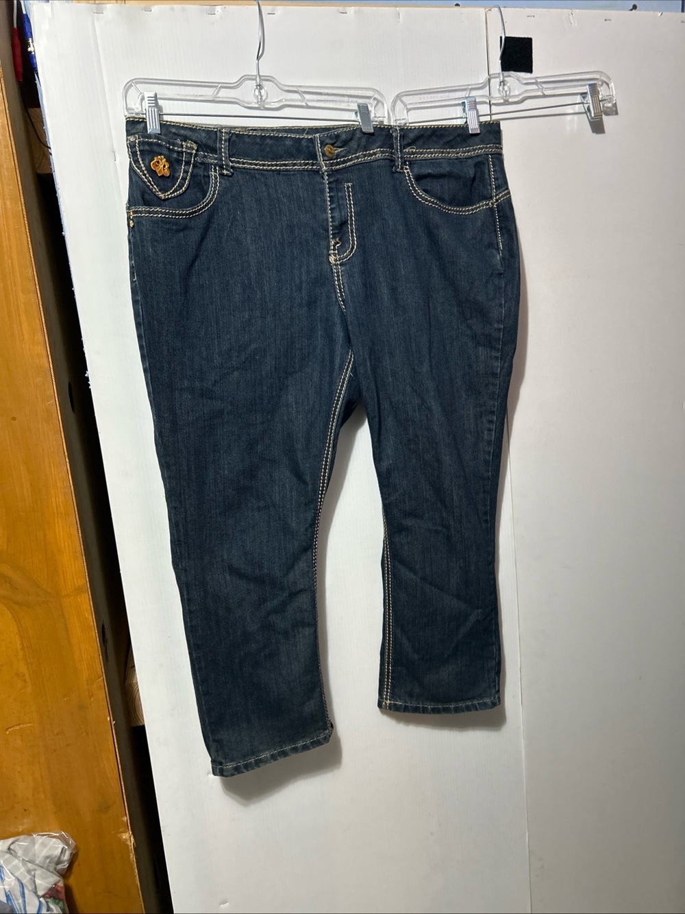 Dereon Dark Blue Straight Leg Jeans with Contrast Stitching
